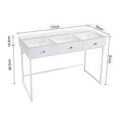 Coiffeuse Avec Miroir LED 3 Tiroirs Blanc 115x 55 cm
