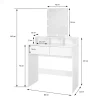 Coiffeuse avec miroir LED + tiroirs et tabouret de maquillage blanc 80x40x140 cm