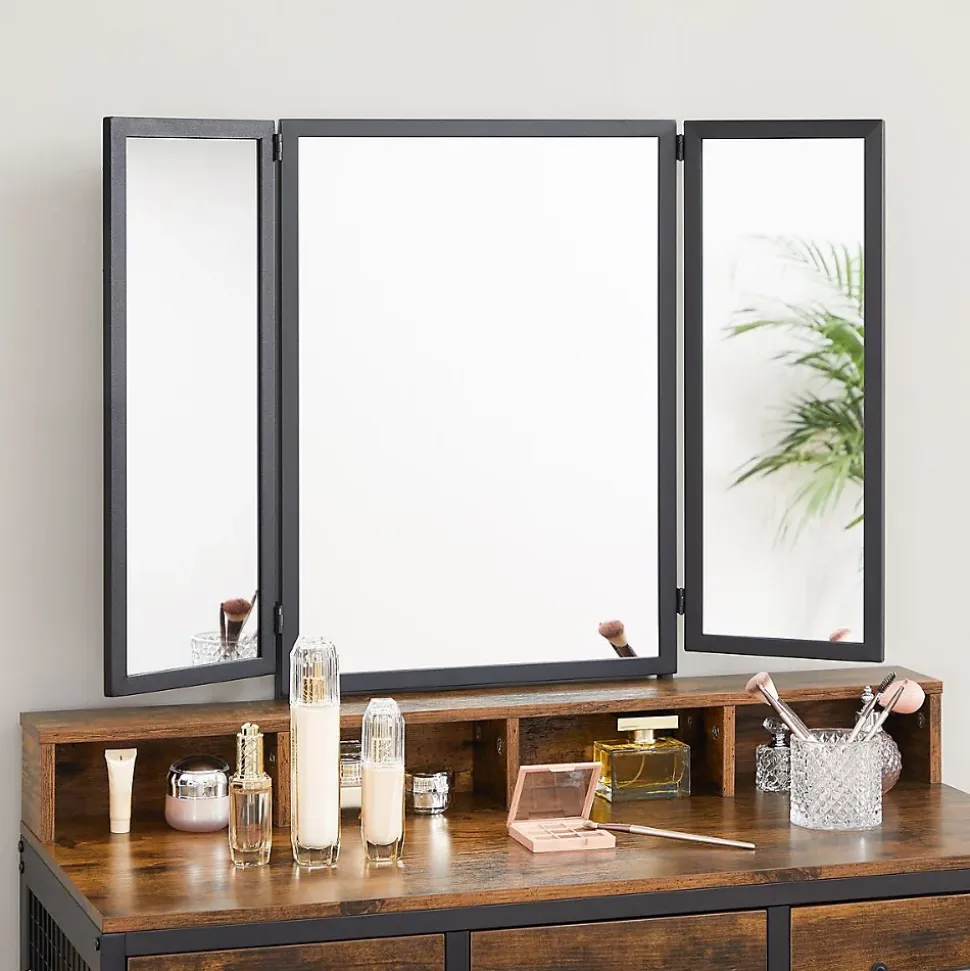 Coiffeuse avec Miroir, Rangements et Tabouret - L90 cm