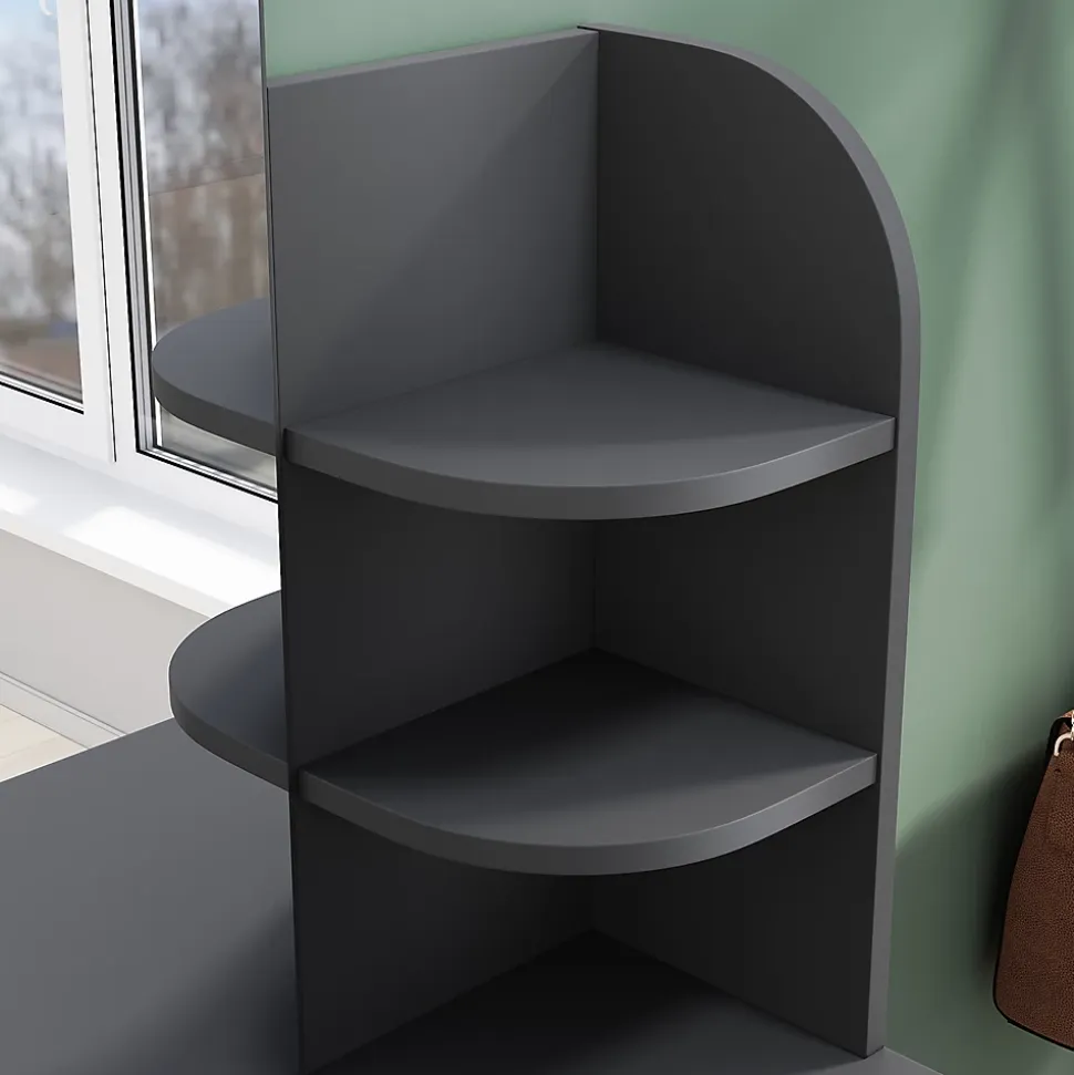 Coiffeuse avec Miroir SIRHONA Noir 70x40x140cm Table de Maquillage + Grands Tiroirs + Nombres étagères