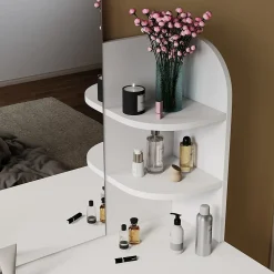 Coiffeuse avec Miroir SIRHONA Noir 70x40x140cm Table de Maquillage + Grands Tiroirs + Nombres étagères