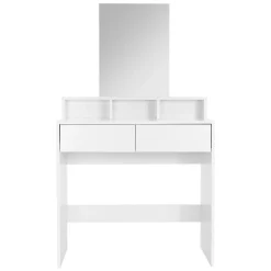 Coiffeuse avec miroir tiroirs et tabouret de maquillage MDF blanc 80x40x140 cm