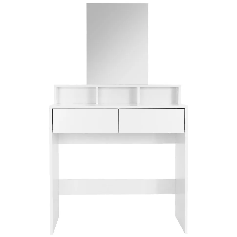 Coiffeuse avec miroir tiroirs et tabouret de maquillage MDF blanc 80x40x140 cm
