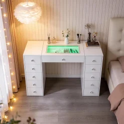 Coiffeuse avec RGB éclairage LED Blanc 130 cm