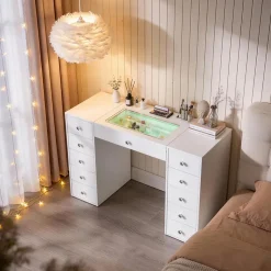 Coiffeuse avec RGB éclairage LED Blanc 130 cm
