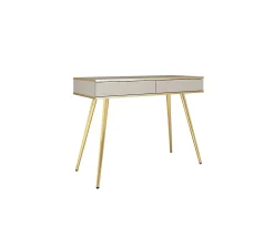 Coiffeuse, beige, pieds dorés, 102 x 79 x 50 cm