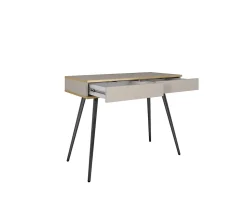 Coiffeuse, beige, pieds noirs, 102 x 79 x 50 cm