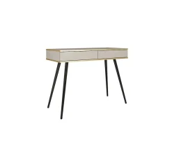 Coiffeuse, beige, pieds noirs, 102 x 79 x 50 cm