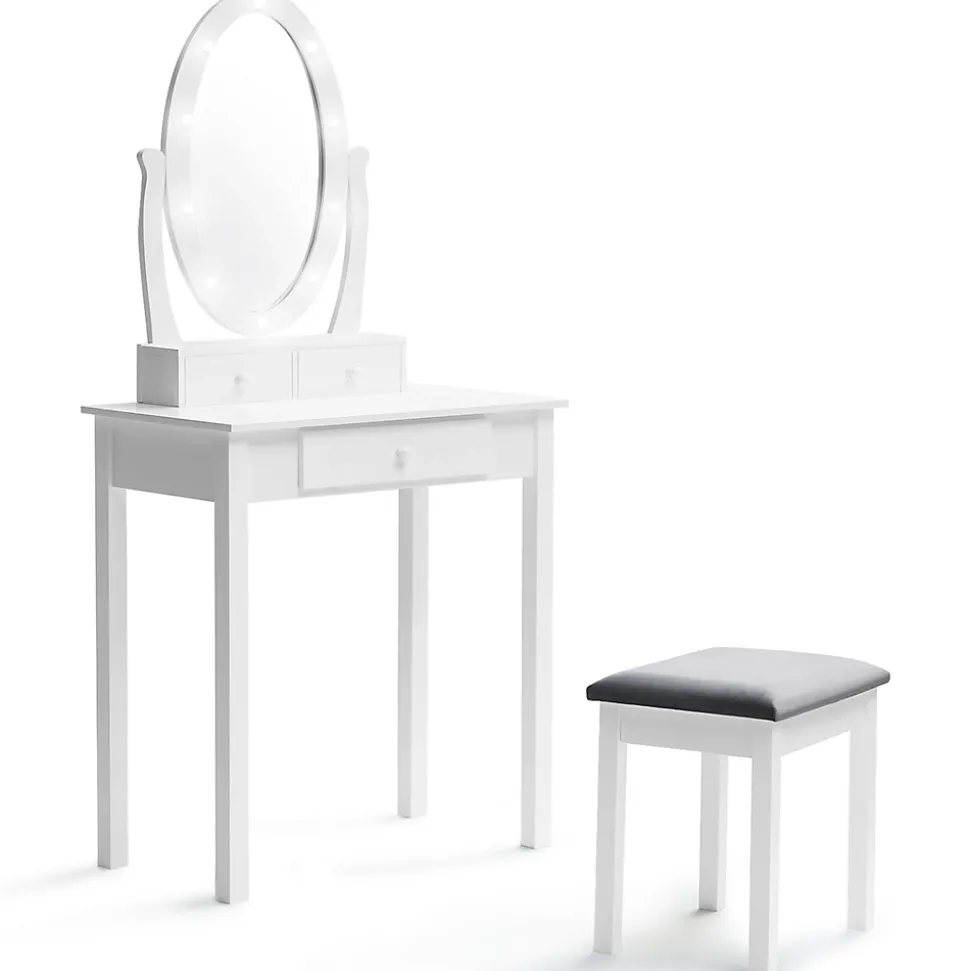 Coiffeuse BELLA avec miroir LED et tabouret