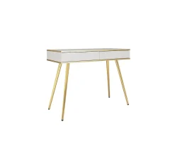 Coiffeuse, blanc, pieds dorés, 102 x 79 x 50 cm