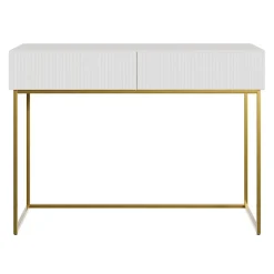 Coiffeuse blanc pieds dorés 110 cm VELDIO