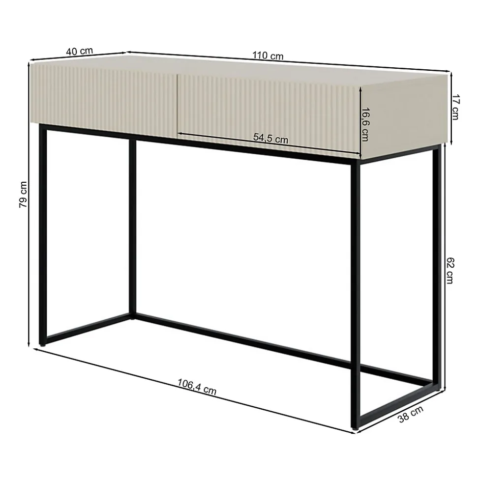 Coiffeuse blanc pieds dorés 110 cm VELDIO