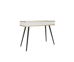 Coiffeuse blanche glamour avec pieds noirs, 102 x 80 x 50