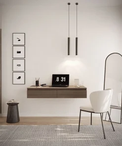 Coiffeuse bureau 2 tiroirs noyer du Wisconsin 120 cm BEMMI