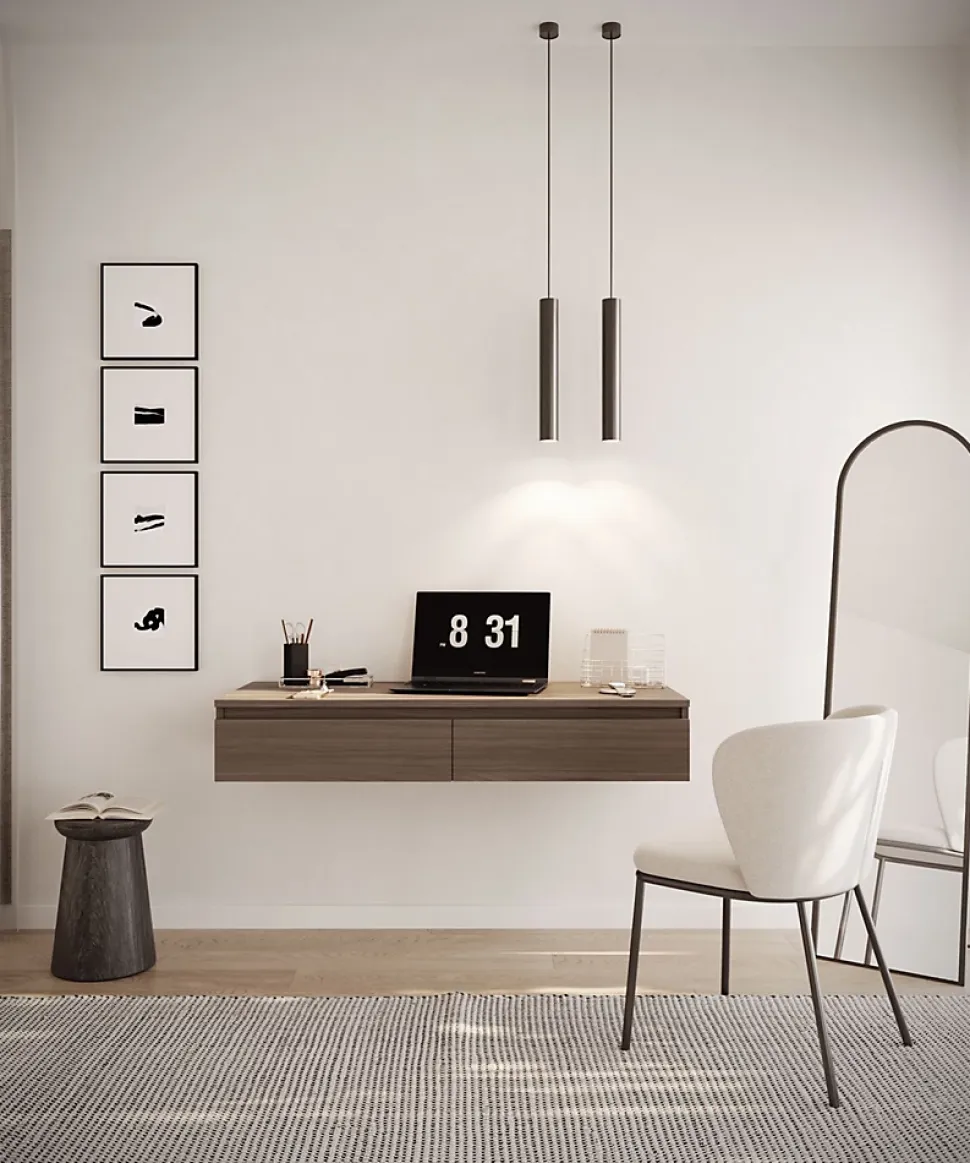 Coiffeuse bureau 2 tiroirs noyer du Wisconsin 120 cm BEMMI