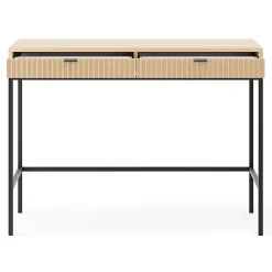 Coiffeuse bureau 2 tiroirs aspect chêne avec pieds noirs 104 cm VELLORE