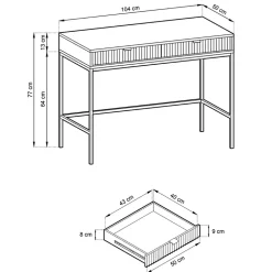 Coiffeuse bureau 2 tiroirs vert avec pieds noirs 104 cm VELLORE