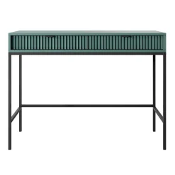 Coiffeuse bureau 2 tiroirs vert avec pieds noirs 104 cm VELLORE