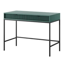 Coiffeuse bureau 2 tiroirs vert avec pieds noirs 104 cm VELLORE