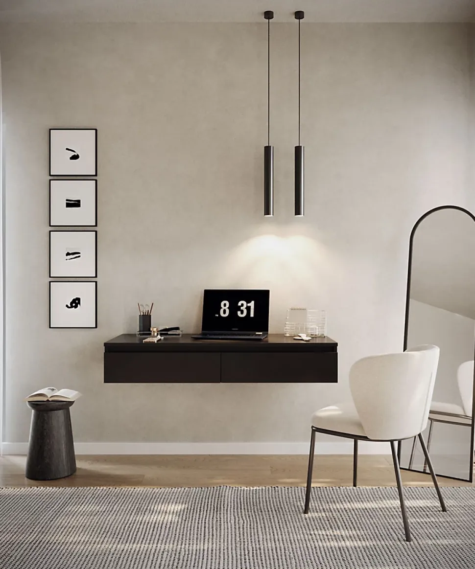 Coiffeuse bureau 2 tiroirs noire 120 cm BEMMI