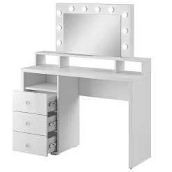 Coiffeuse design avec éclairage intégré collection VERSAILLES coloris blanc finitions brillantes