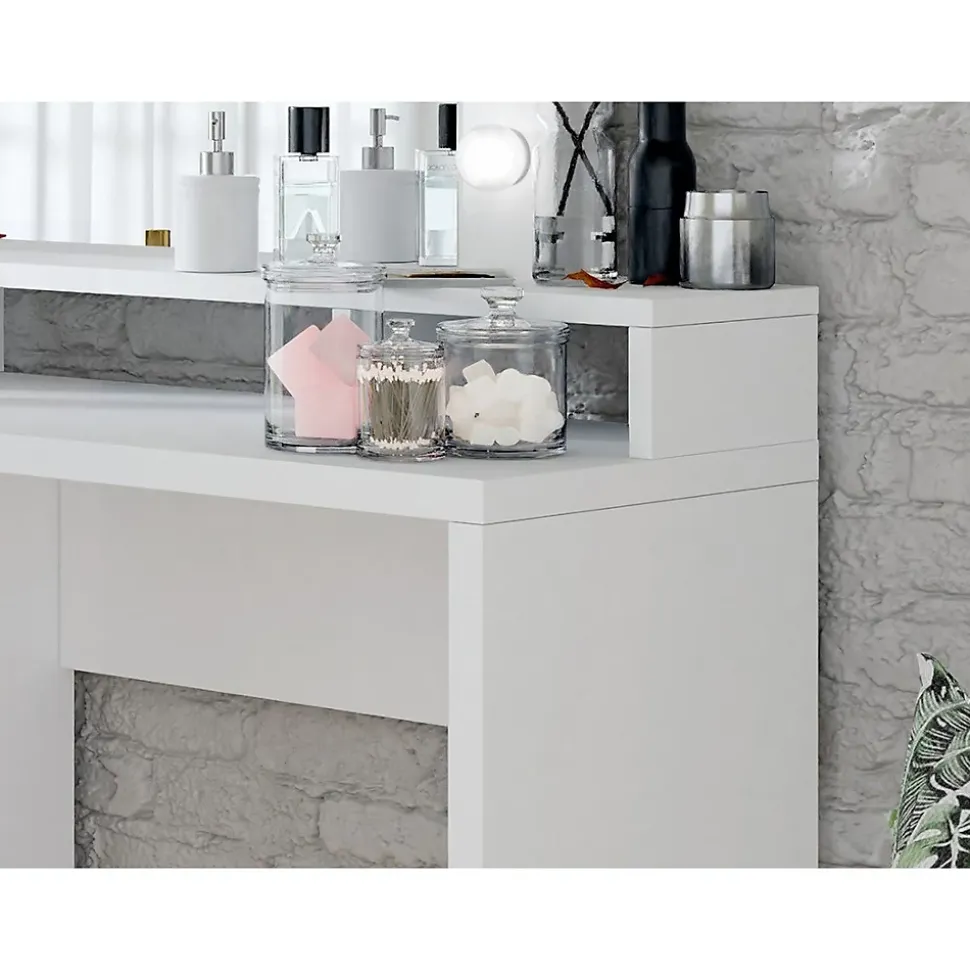 Coiffeuse design avec éclairage intégré collection VERSAILLES coloris blanc finitions brillantes