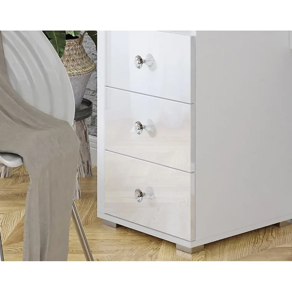 Coiffeuse design avec éclairage intégré collection VERSAILLES coloris blanc finitions brillantes