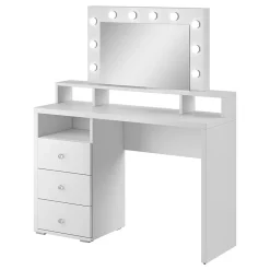 Coiffeuse design avec éclairage intégré collection VERSAILLES coloris blanc finitions brillantes