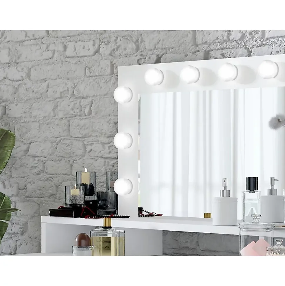 Coiffeuse design avec éclairage intégré collection VERSAILLES coloris blanc finitions brillantes