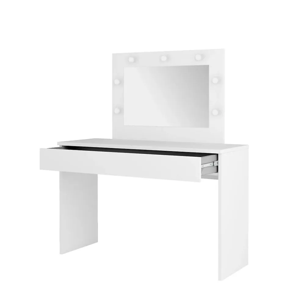 Coiffeuse DIVA blanche Avec miroir, tiroir et éclairage LED Elégance et fonctionnalité