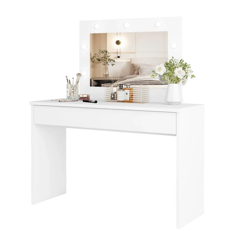 Coiffeuse DIVA blanche Avec miroir, tiroir et éclairage LED Elégance et fonctionnalité