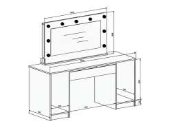 Coiffeuse double avec miroir à LEDs - 9 tiroirs - Blanc brillant - JENEMI