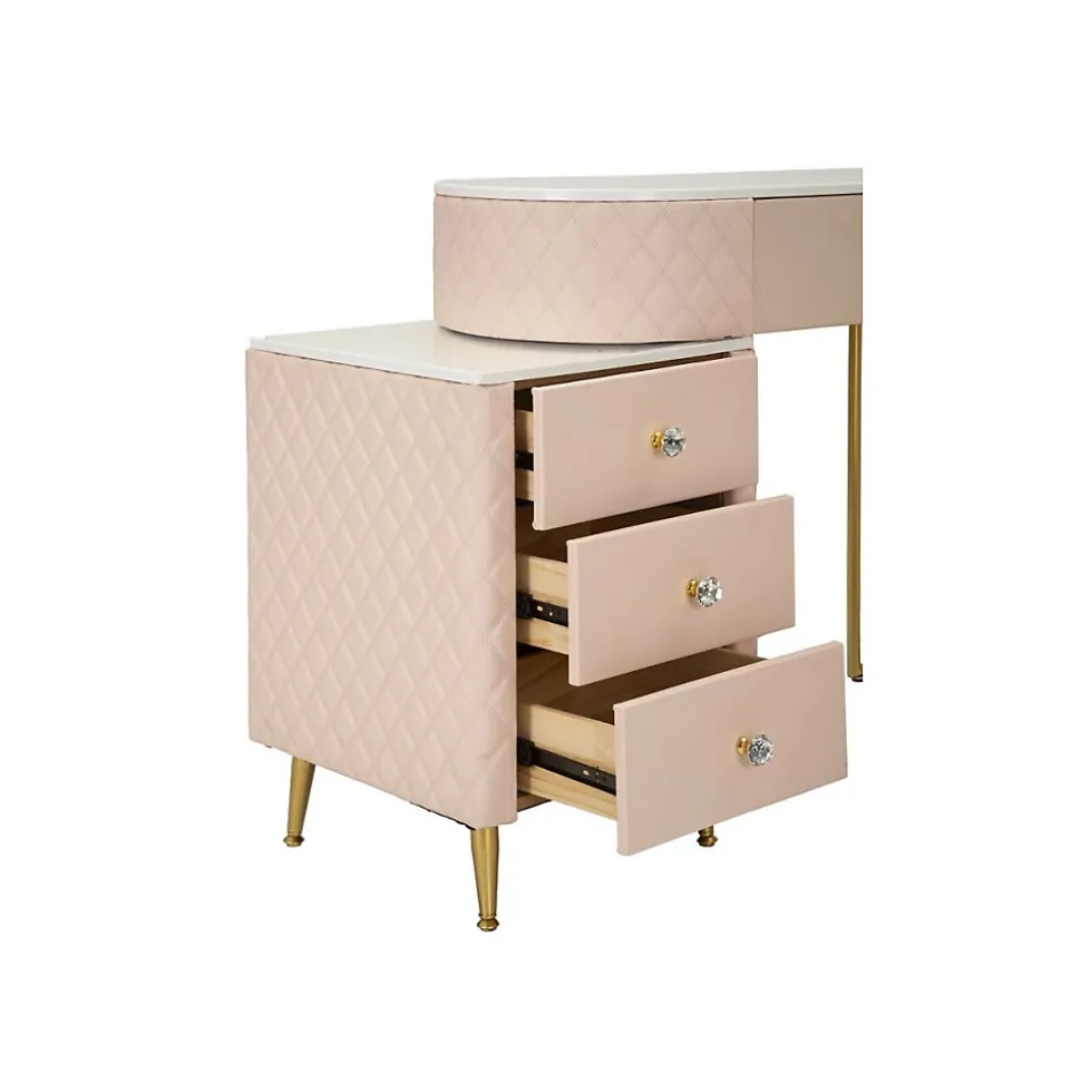 Coiffeuse effet matelassé avec tabouret Sharon