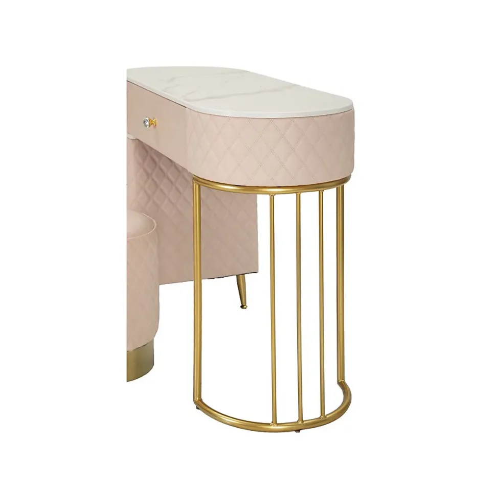 Coiffeuse effet matelassé avec tabouret Sharon