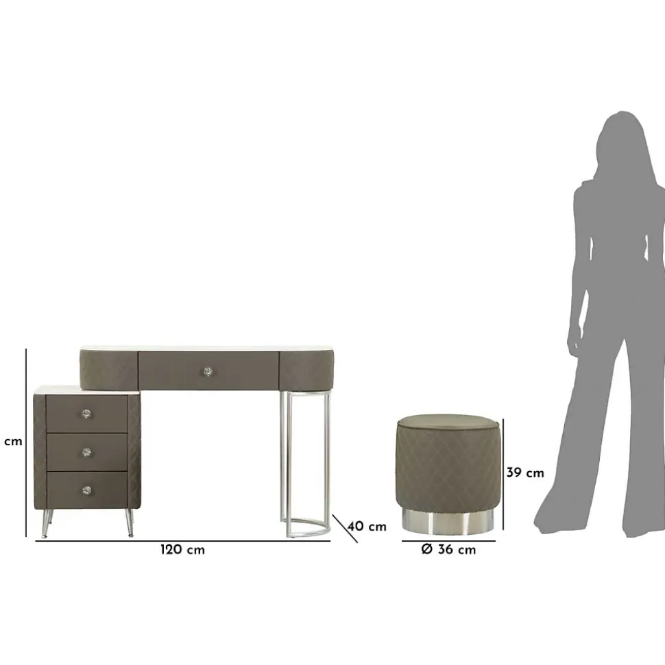Coiffeuse effet matelassé avec tabouret Sharon