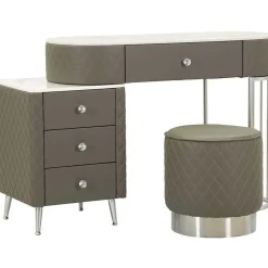 Coiffeuse effet matelassé avec tabouret Sharon