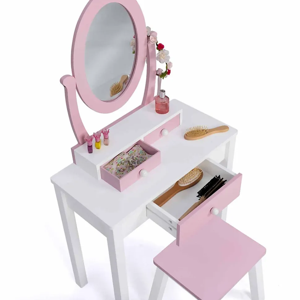 Coiffeuse enfant BETTANY avec miroir et tabouret