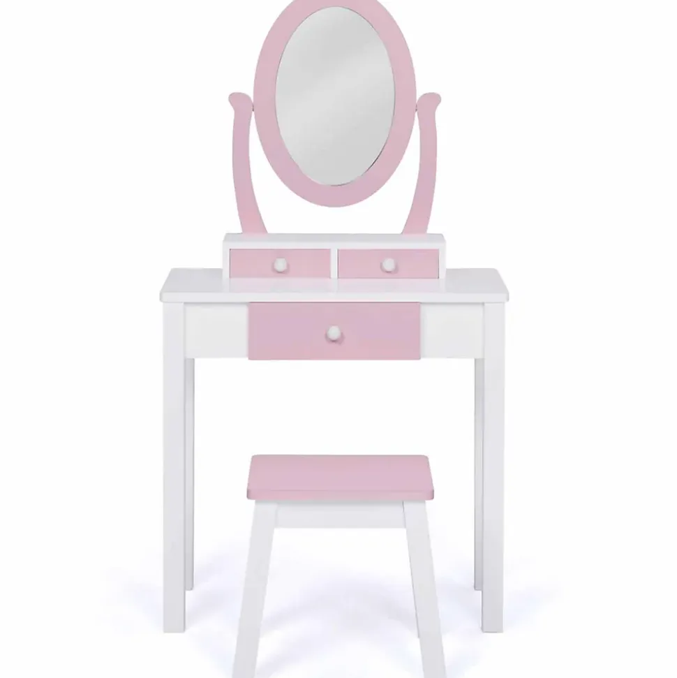 Coiffeuse enfant BETTANY avec miroir et tabouret