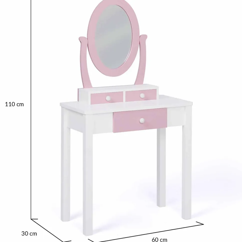 Coiffeuse enfant BETTANY avec miroir et tabouret