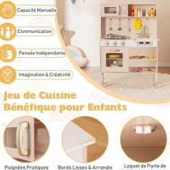 Coiffeuse Enfant Fille avec Miroir à 3 Volets Amovible et Tiroir, Table de Maquillage avec Tabouret, Rose