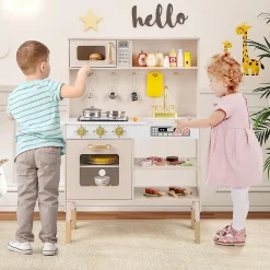 Coiffeuse Enfant Fille avec Miroir à 3 Volets Amovible et Tiroir, Table de Maquillage avec Tabouret, Rose