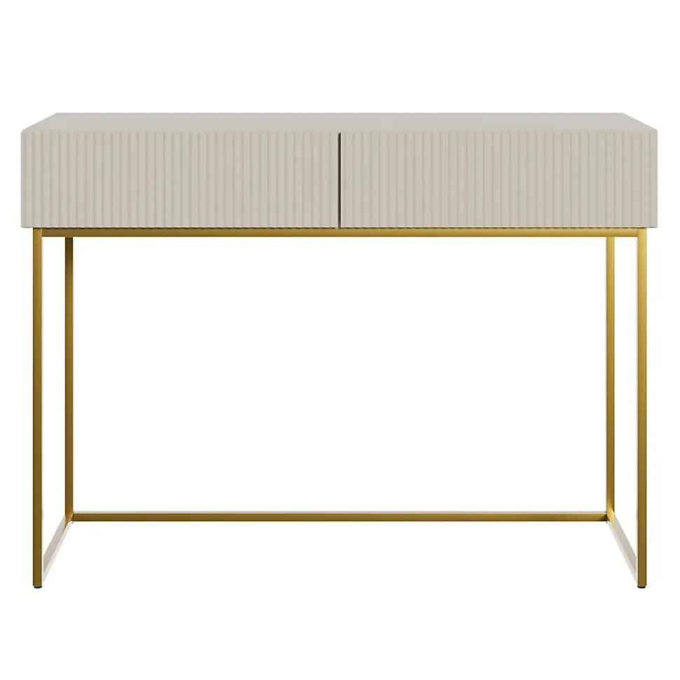 Coiffeuse grège pieds dorés 110 cm VELDIO