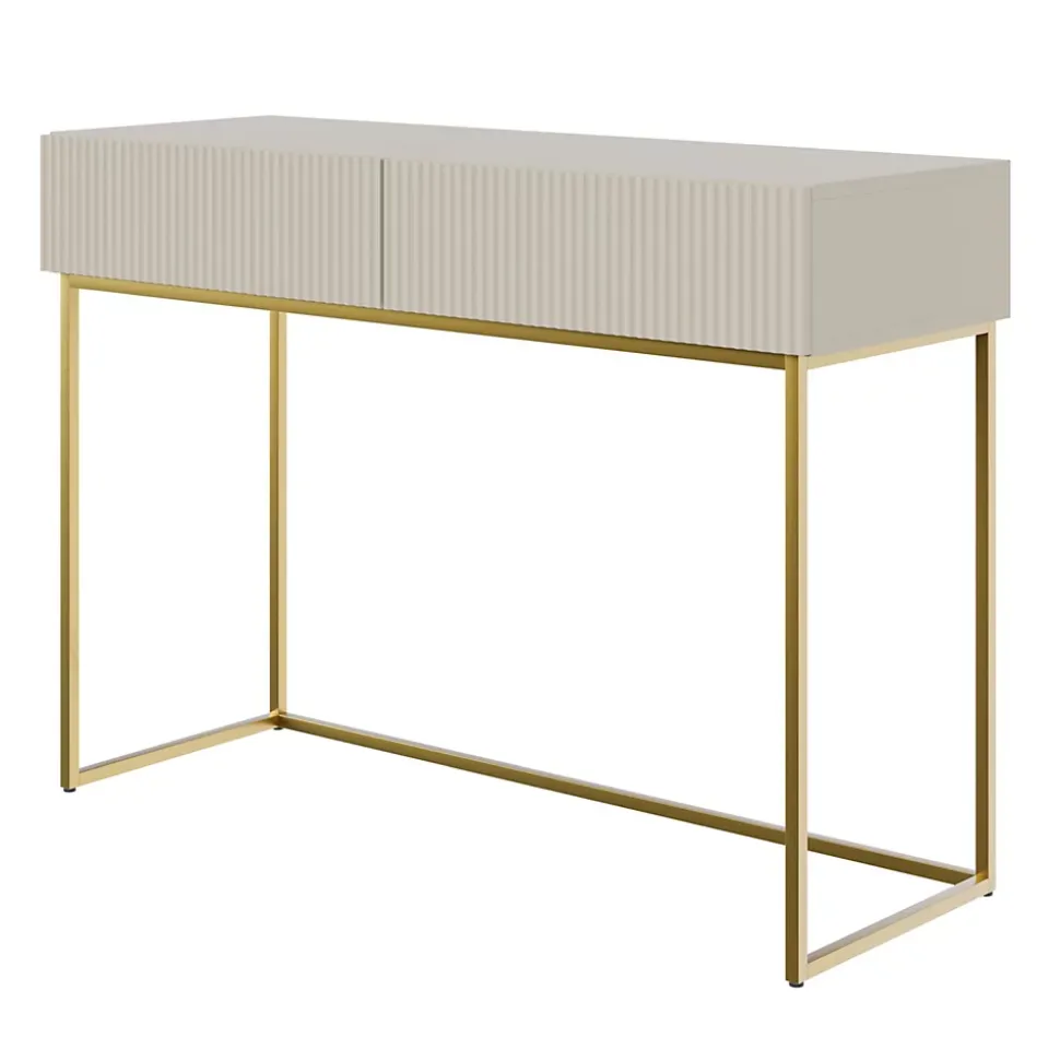 Coiffeuse grège pieds dorés 110 cm VELDIO