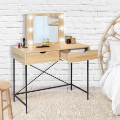 Coiffeuse LOUISA design industriel avec miroir LED