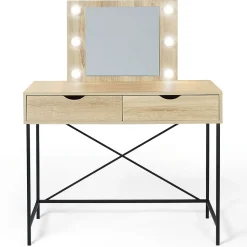 Coiffeuse LOUISA design industriel avec miroir LED