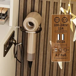 Coiffeuse multifonctionnelle avec USB et LED, Miroir, Tabouret, 4 Tiroirs, 3 Compartiments et Support, 90x40xH140 cm, Blanc