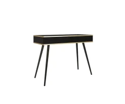 Coiffeuse noire glamour avec pieds noirs, 102 x 80 x 50