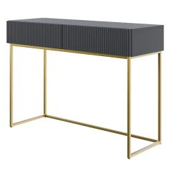 Coiffeuse noire pieds dorés 110 cm VELDIO