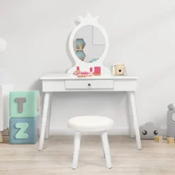 Coiffeuse pour enfants avec tabouret coiffeuse et chaise table cosmetique avec miroir et tiroir egalement comme bureau