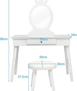 Coiffeuse pour enfants avec tabouret coiffeuse et chaise table cosmetique avec miroir et tiroir egalement comme bureau